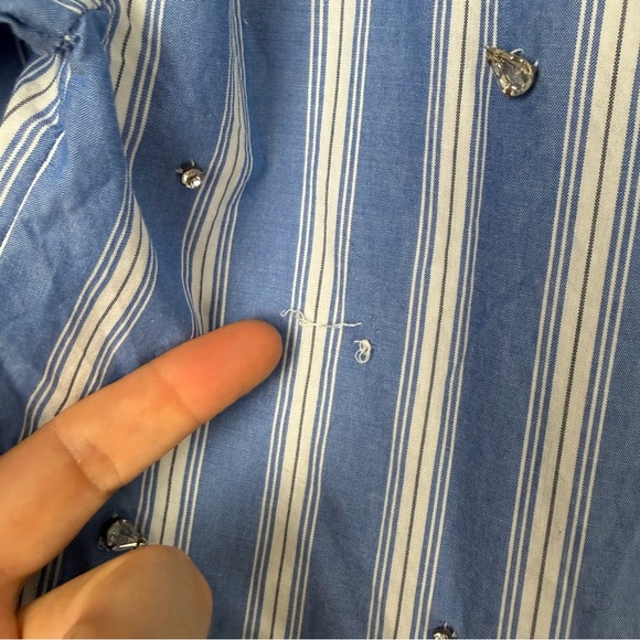 NWT Anthropologie The Bettina Embellished Tiered Shirt Dress Blue White MP - Picture 10 of 12